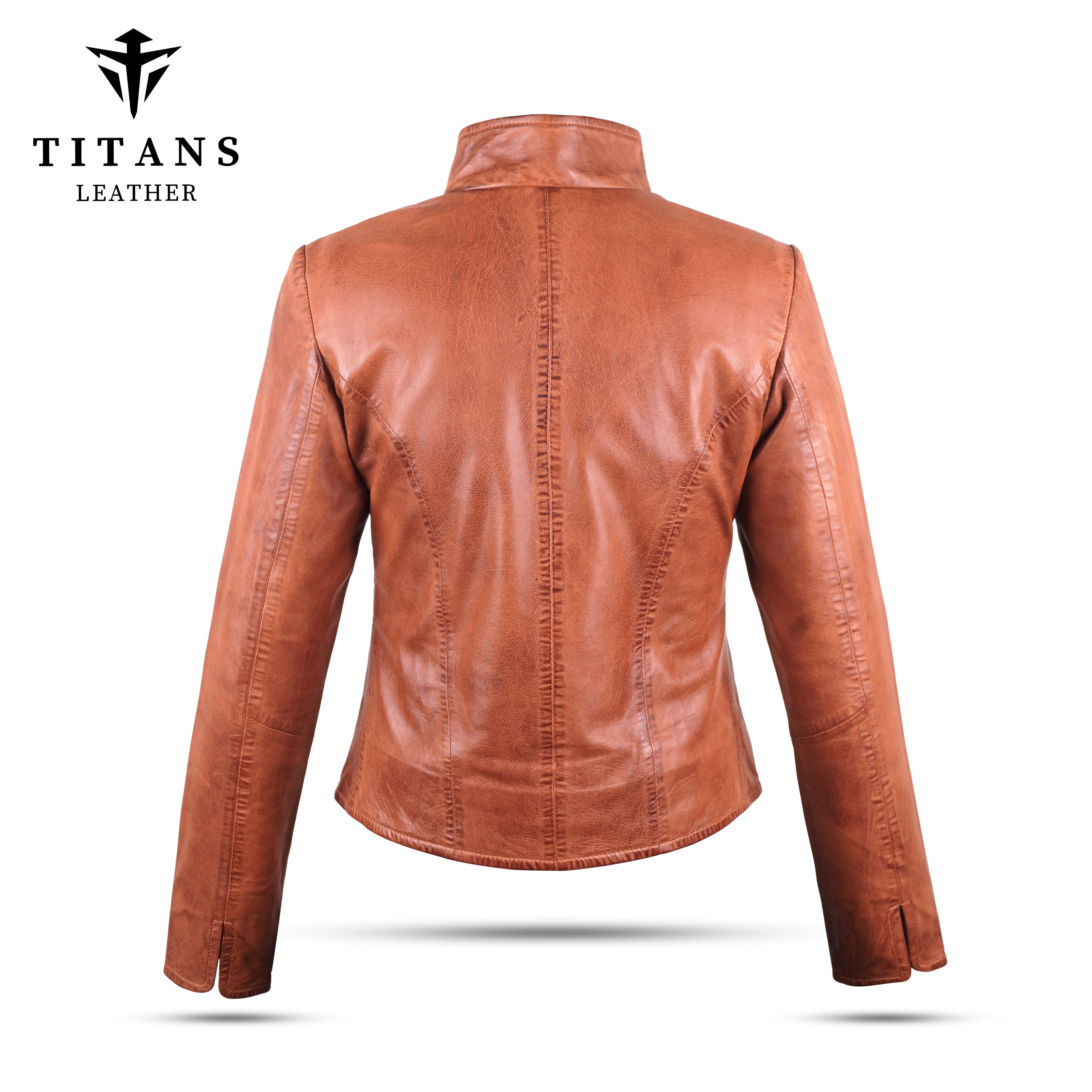 Women’s Brown Leather Jacket with Two-Way Zipper - Stylish and Functional