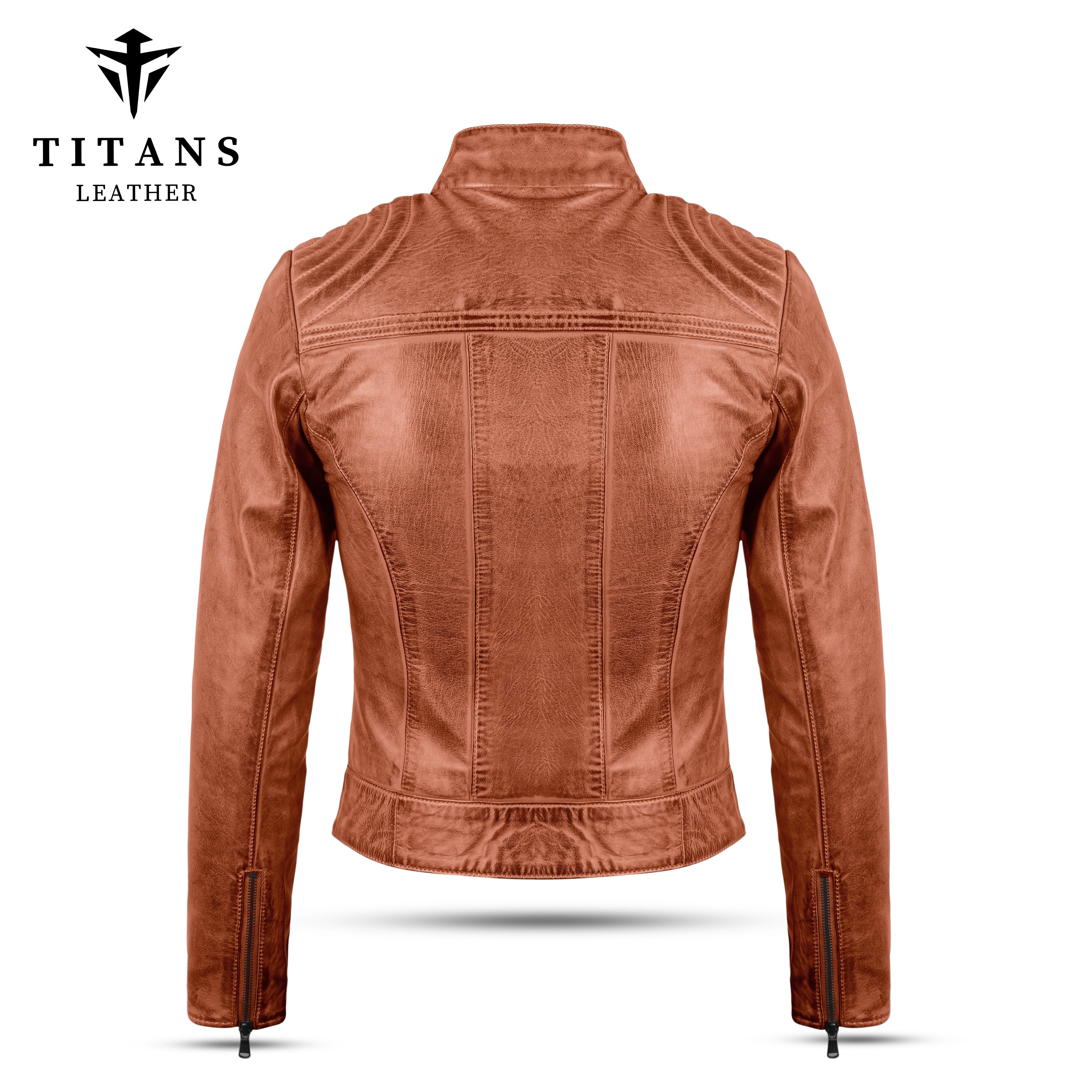 Women’s Brown Leather Biker Jacket