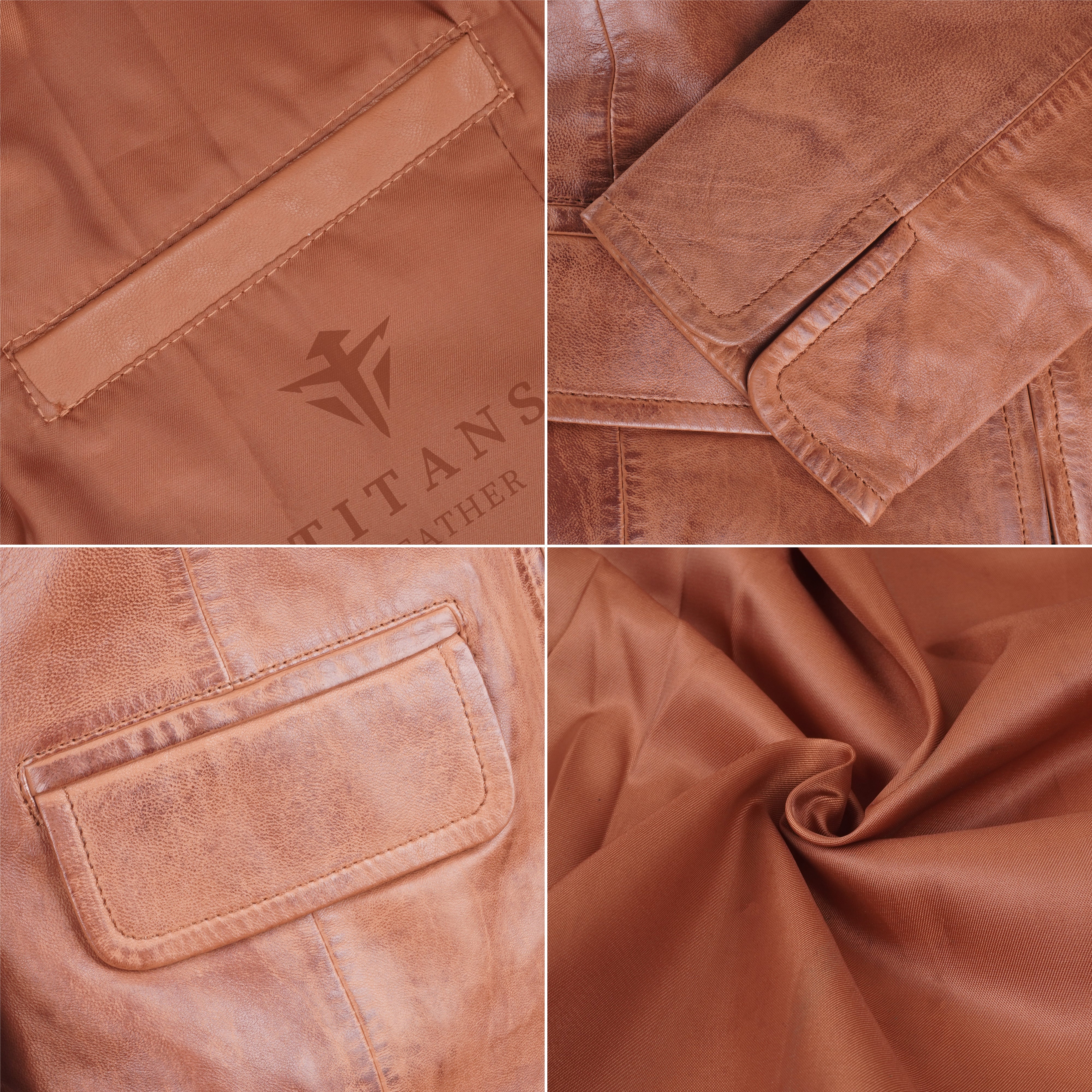 Women’s Brown Leather Jacket with Two-Way Zipper - Stylish and Functional